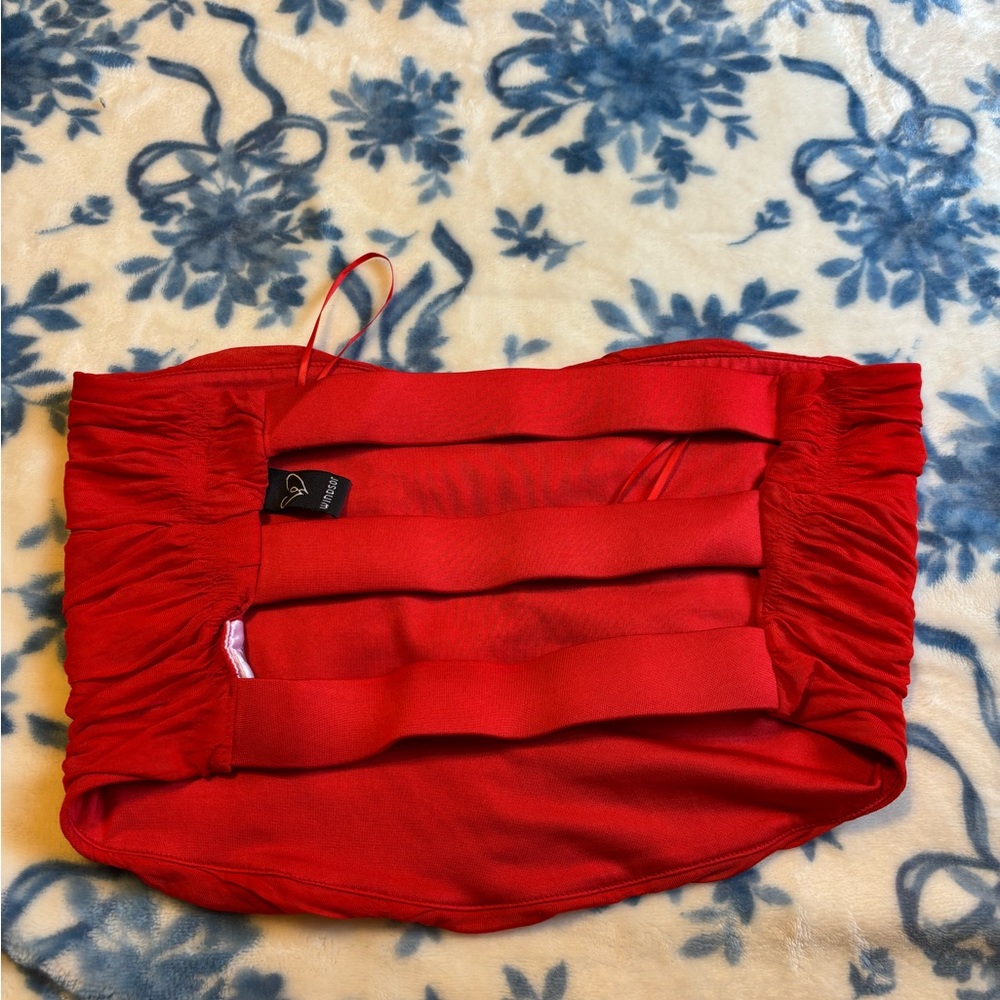 Red Ruched Tube Top - Picture 2 of 2